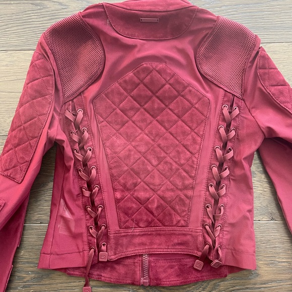 Blanc Noir Suede Mesh Moto Jacket oxblood red - Picture 3 of 6
